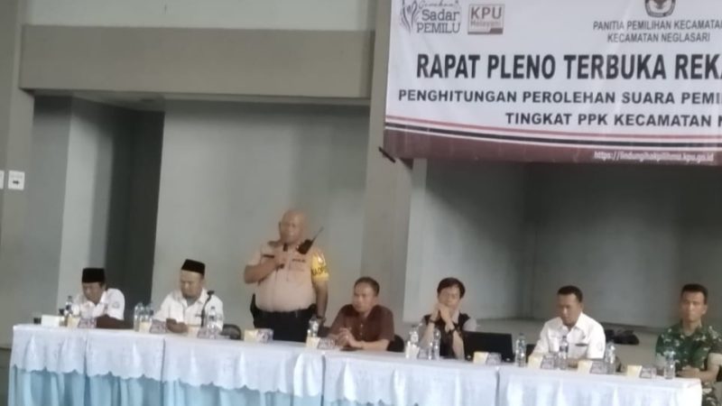 Rapat Pleno Terbuka Rekapitulasi Hasil Perhitungan Perolehan Suara Tingkat Kecamatan Neglasari