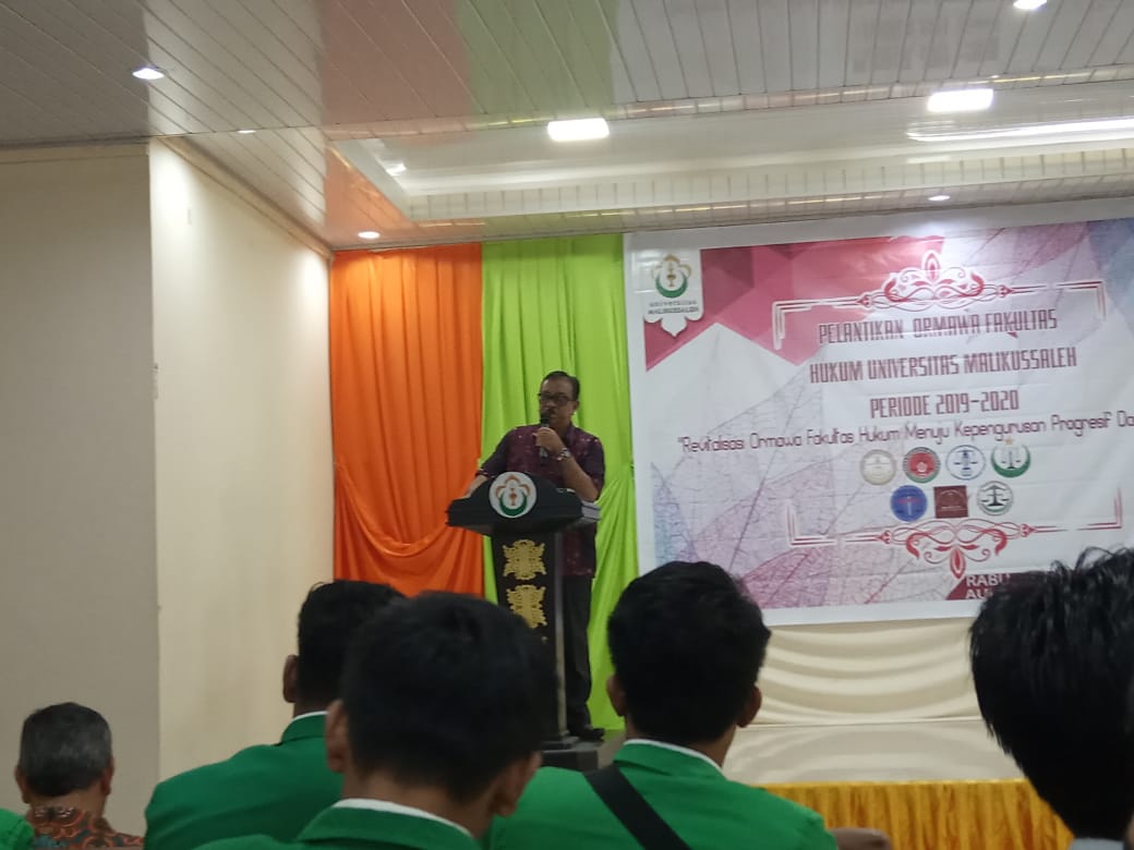 Dekan fakultas Hukum Unimal Resmi Lantik  7 Ormawa hukum Unimal