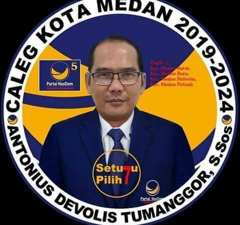 Antonius Devolis Tumanggor, S.Sos, Peroleh Suara Terbanyak di Dapil 1 Dari Partai Nasdem Kota Medan