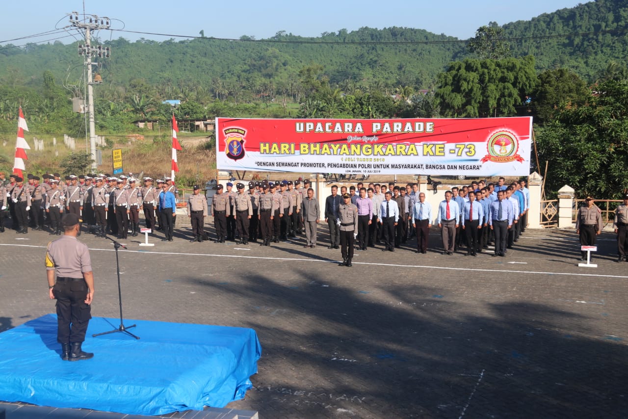 Gladi Bersih Upacara HUT Bhayangkara ke 73  Tahun Oleh Polsek Loa Janan