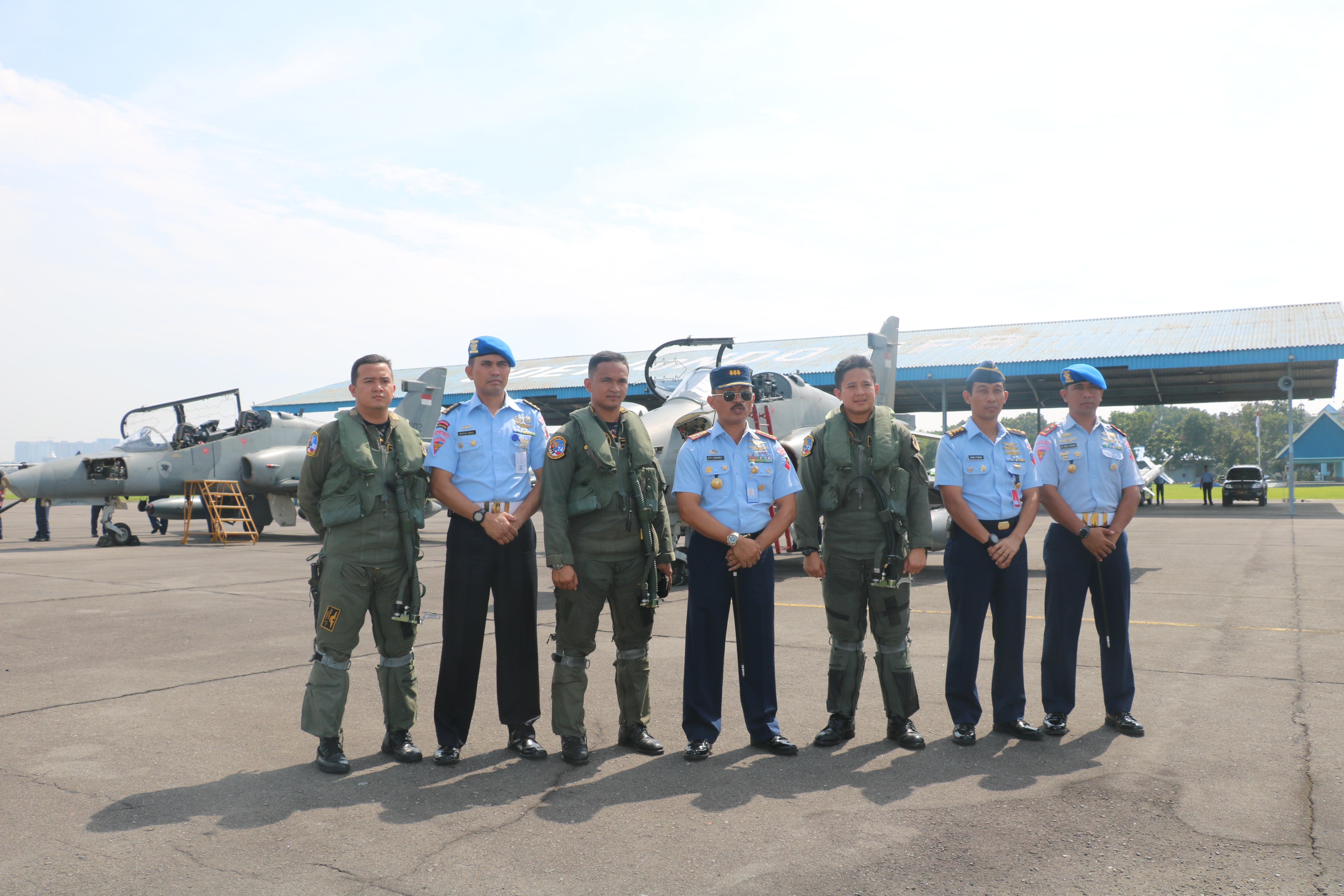 Danlanud Soewondo Sambut   2 Pesawat Tempur Hawk 100/200