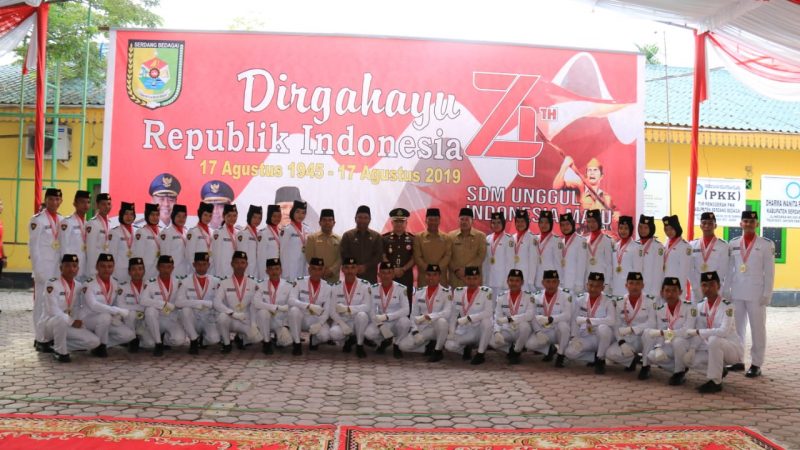Jelang HUT RI Ke-74 Tahun 2019, 45 Anggota Paskibraka Sergai Dikukuhkan
