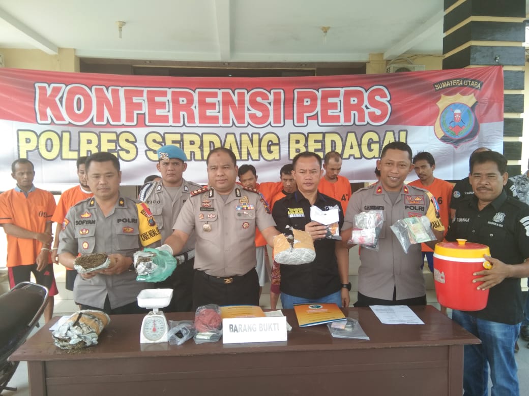 Polres Sergai Paparkan Tangakapan Sat Narkoba 9 Pelaku Kasus Narkoba