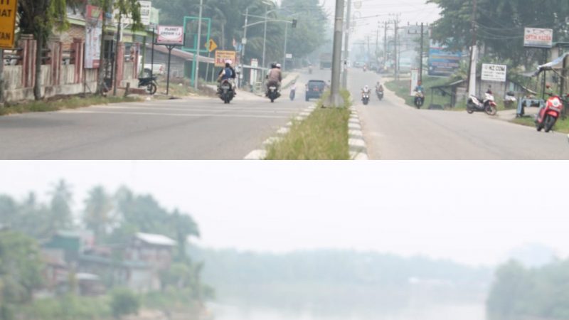Kota Subulussalam Di Selimuti Kabut Asap, Dinas Kesehatan Bagi Bagi Masker