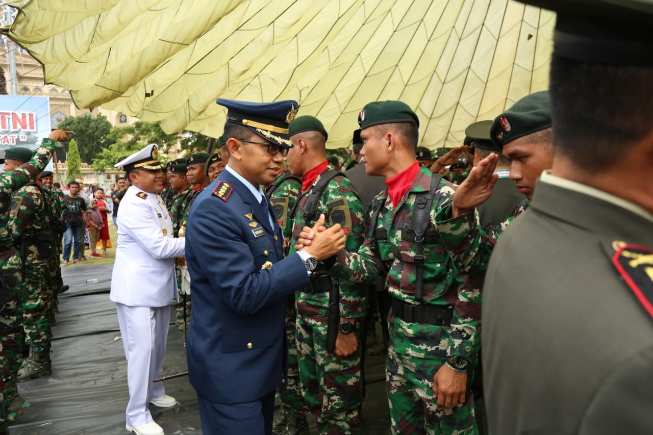 Danlanud SIM Hadiri Upacara HUT Ke-74 TNI di Lhokseumawe