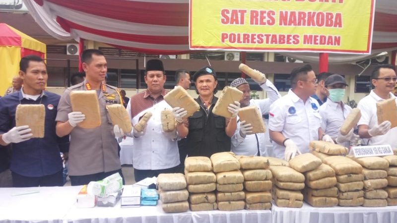 169 Kg Ganja, 9,5 Kg Sabu di Musnahkan Satres Narkoba Polrestabes Medan