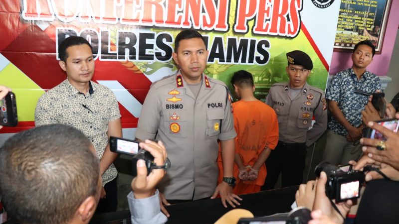 Kapolres Ciamis Melaksanakan Kegiatan Konferensi pers Terkait Kasus Tindak Pidana Perbuatan Cabul Terhadap Anak Dibawah Umur