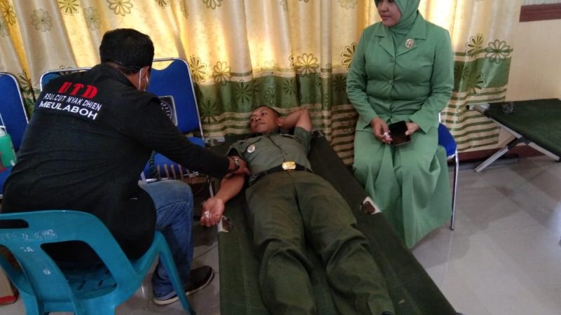 Kodim 0105 Aceh Barat dan Polri Bhayangkari Giat Donor Darah