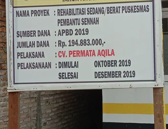 Warga Menilai Dana Dari APBD 2019 Untuk Rehab Puskesmas Pembantu Sennah Terlalu Mahal