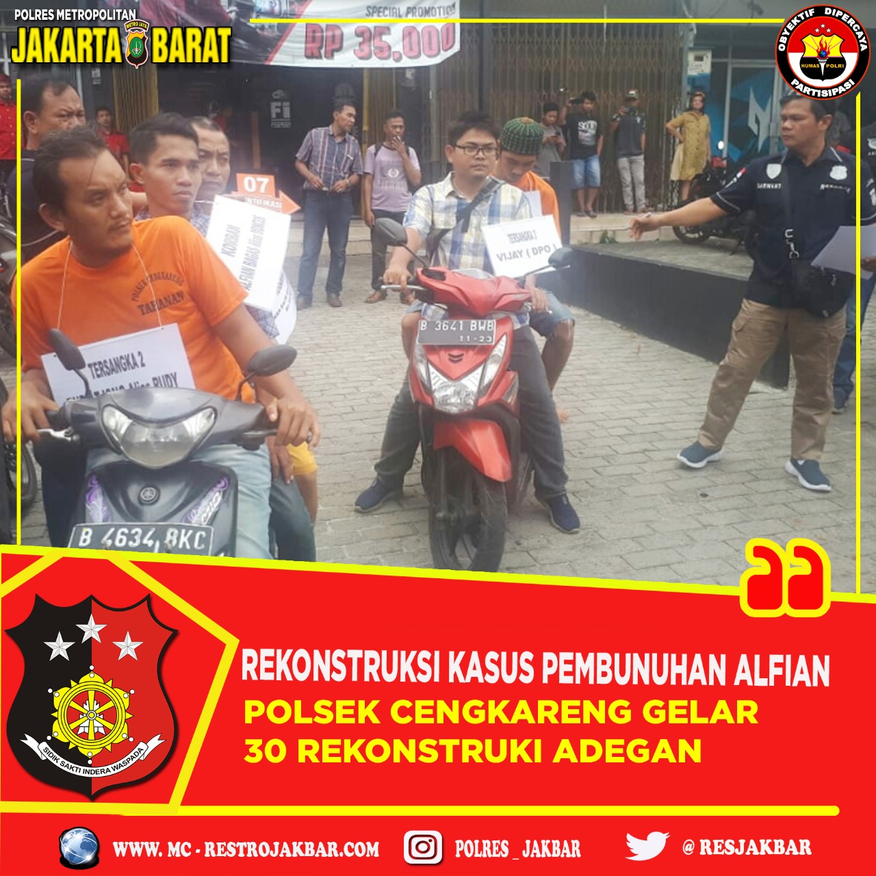 Polsek Cengkareng Gelar Rekontruksi Pengeroyokan Berujung Pembunuhan