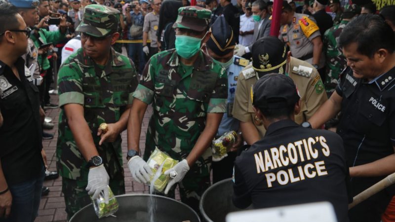 Danlanud Soewondo, Kolonel Pnb Meka Yudanto Hadiri Pemusnahan Barang Bukti Narkotika di Lapangan Benteng Medan
