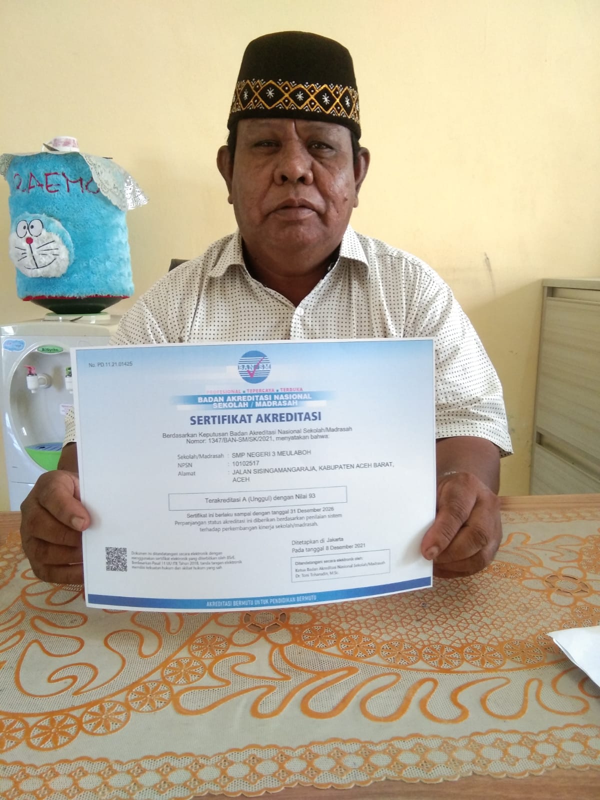 SMPN 3 Meulaboh Mendapat Akreditasi Nasional Dari BAN Sekolah/Madrasah 