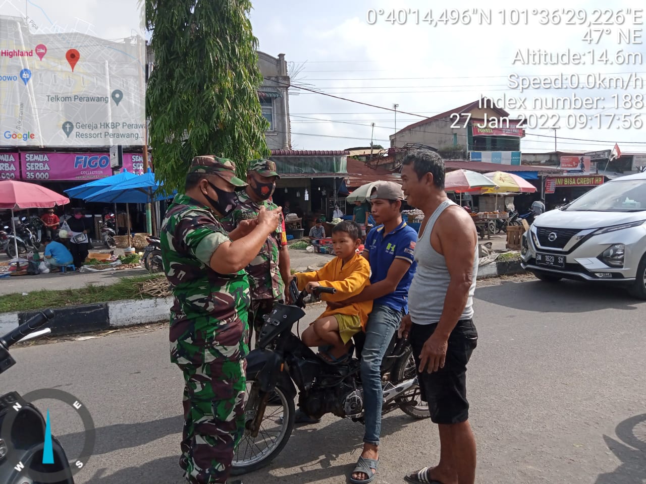 Koramil 04/Perawan Patroli Protokol Kesehatan