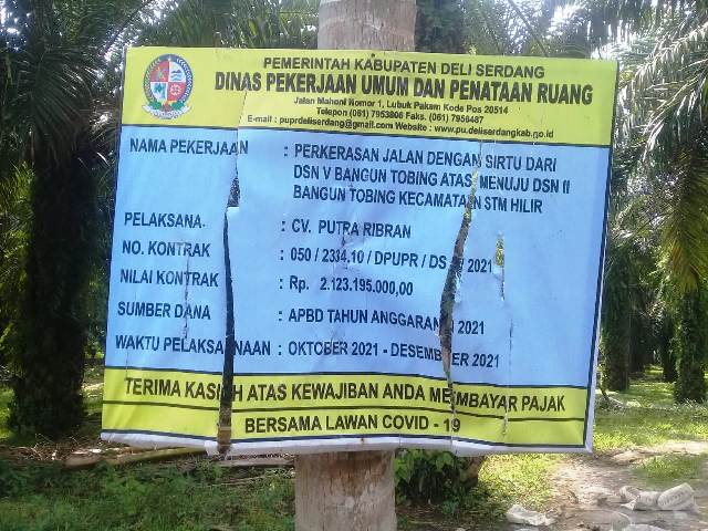 Proyek PUPR Deli Serdang di STM Hilir Terbengkalai