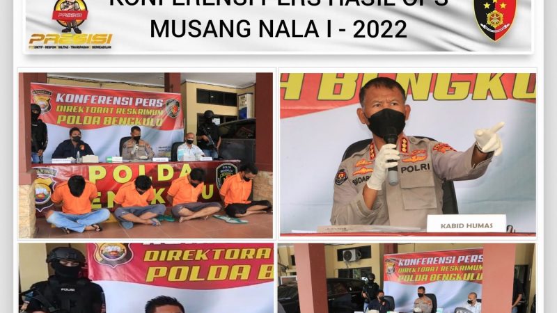 Ops Musang Nala I 2022, Subdit 3 Jatanras Polda Bengkulu Capai Hasil Tangkapan TO 100 Persen.