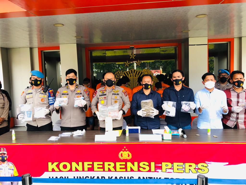 Polres Labuhanbatu Laksanakan konferensi Pers Hasil Penangkapan Pada Operasi Antik Toba 2022 Dalam Penyalahgunaan Narkotika