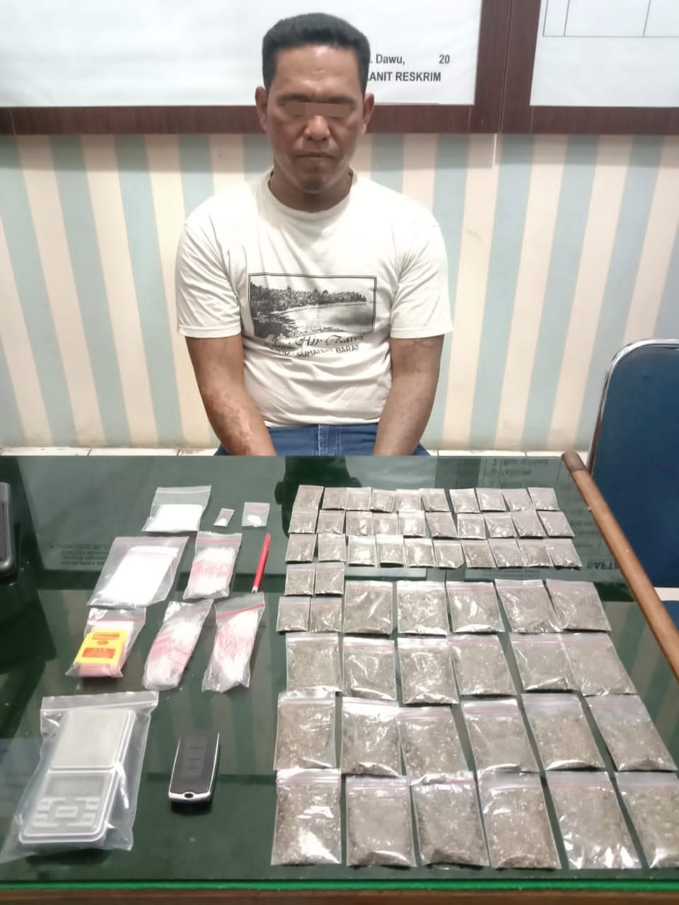 Polsek Rengat Barat Inhu Bekuk Pelaku Bandar Narkoba,105,71 Gram Ganja Kering dan 21,17 Gram Sabu Siap Edar di Amankan