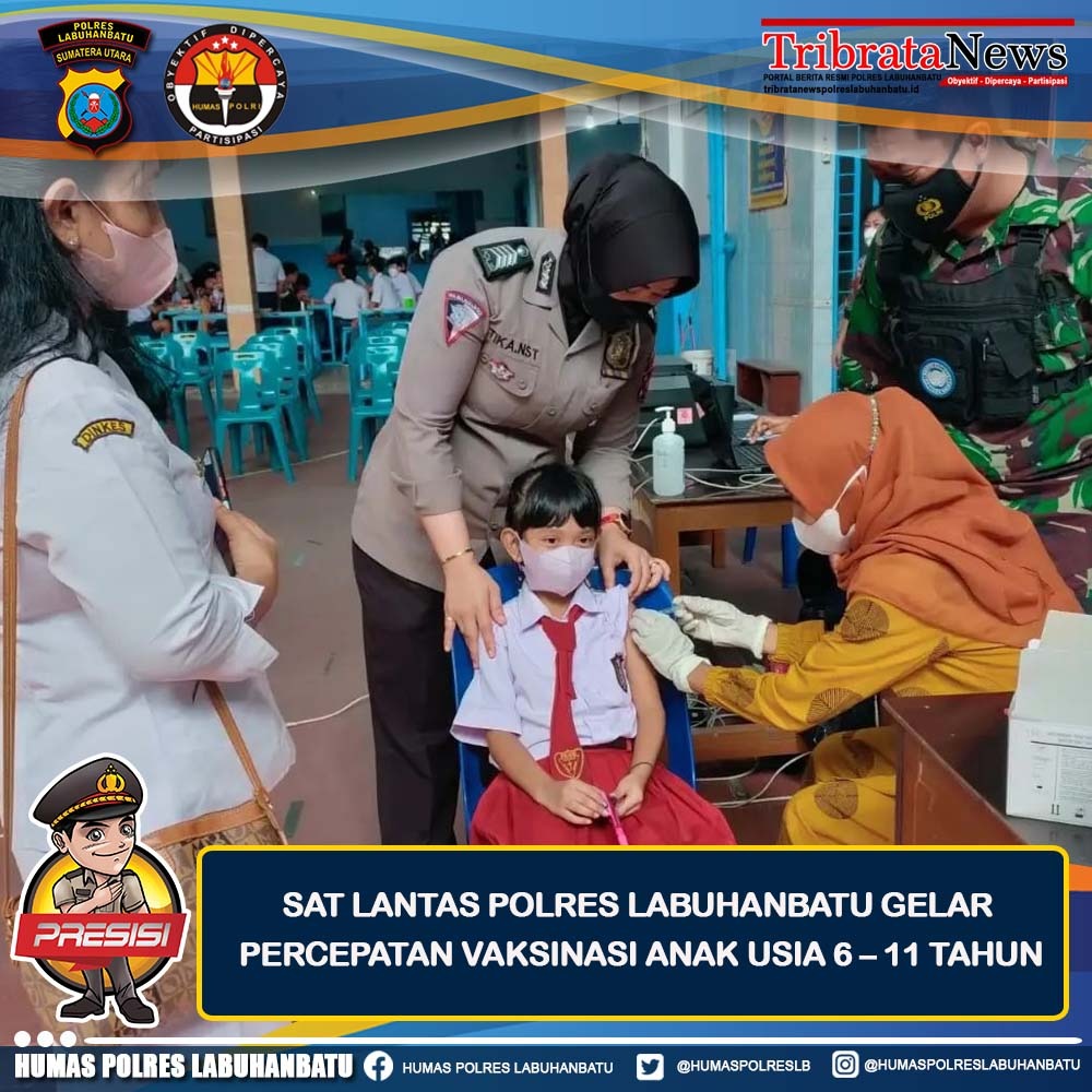 Sat Lantas Polres Labuhan Batu Gelar Vaksin Anak Usia 6 – 11 Tahun