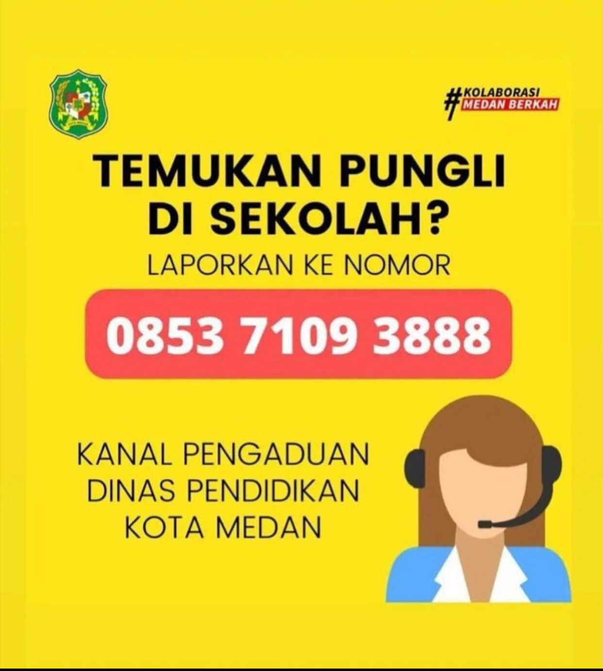 Berantas Pungli, Dinas Pendidikan Medan Buka Hotline 0853 7109 3888