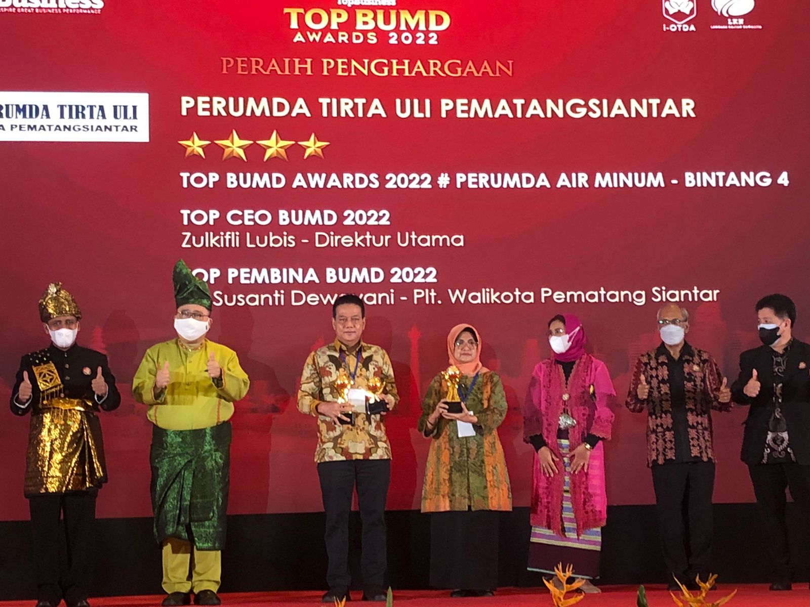Plt. Wali Kota Pematangsiantar Raih Penghargaan TOP Pembina BUMD se-Indonesia Tahun 2022