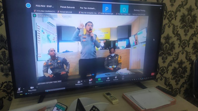 Zoom Meeting Kegiatan Pengamanan Sejajaran Pos Pam, Pos Yan dan Posko Ops Da Ketupat Toba 2022