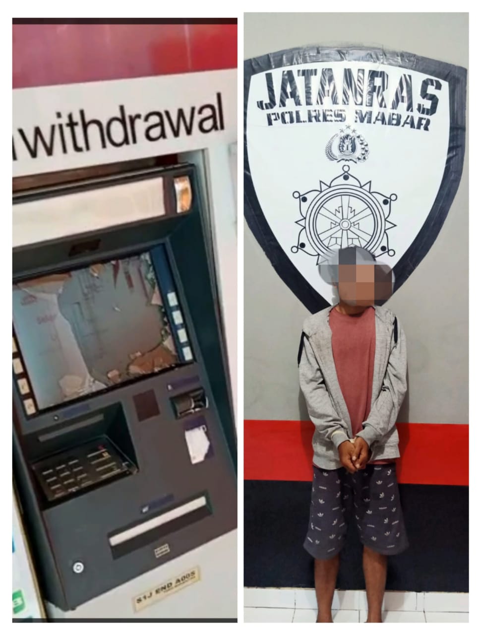 Merasa Kesal Uangnya Belum Keluar, Mesin ATM BNI Di Labuan Bajo Di Pukul Pelaku AY Hingga Pecah
