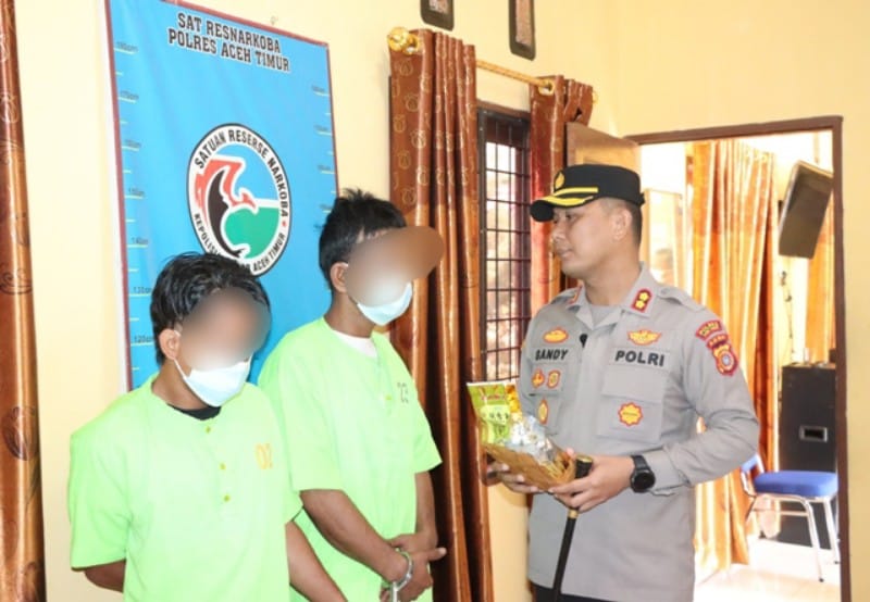 Sat Resnarkoba Polres Aceh Timur Ringkus Dua Pelaku Pengedar Sabu Lintas Provinsi
