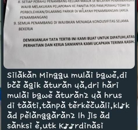 Panitia Pospam Tanjung Sunur Membuat Tata Tertib Untuk Para Pelaku Tambang