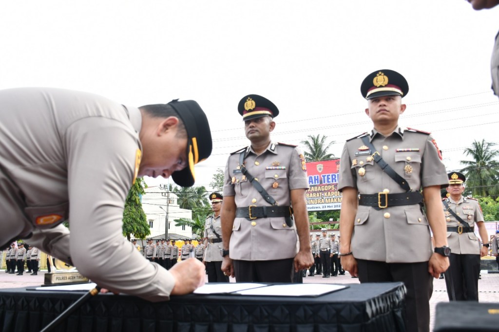 Kapolres Aceh Timur Sertijab Wakapolres, Kabag Ops, Kapolsek dan Kasat Lantas