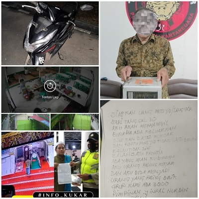 Diduga Pria Pencuri Kotak Amal Disertai Teror Ditangkap Sat Reskrim Polres Kukar