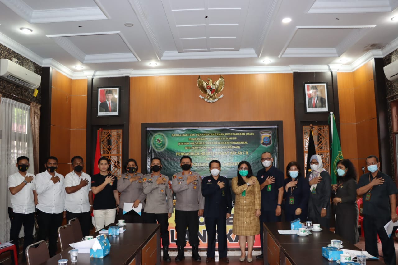 Penanda Tanganan MOU bersama Polres Langkat dengan pengadilan Negeri Stabat Kls I B dan sosialisasi Mindik online