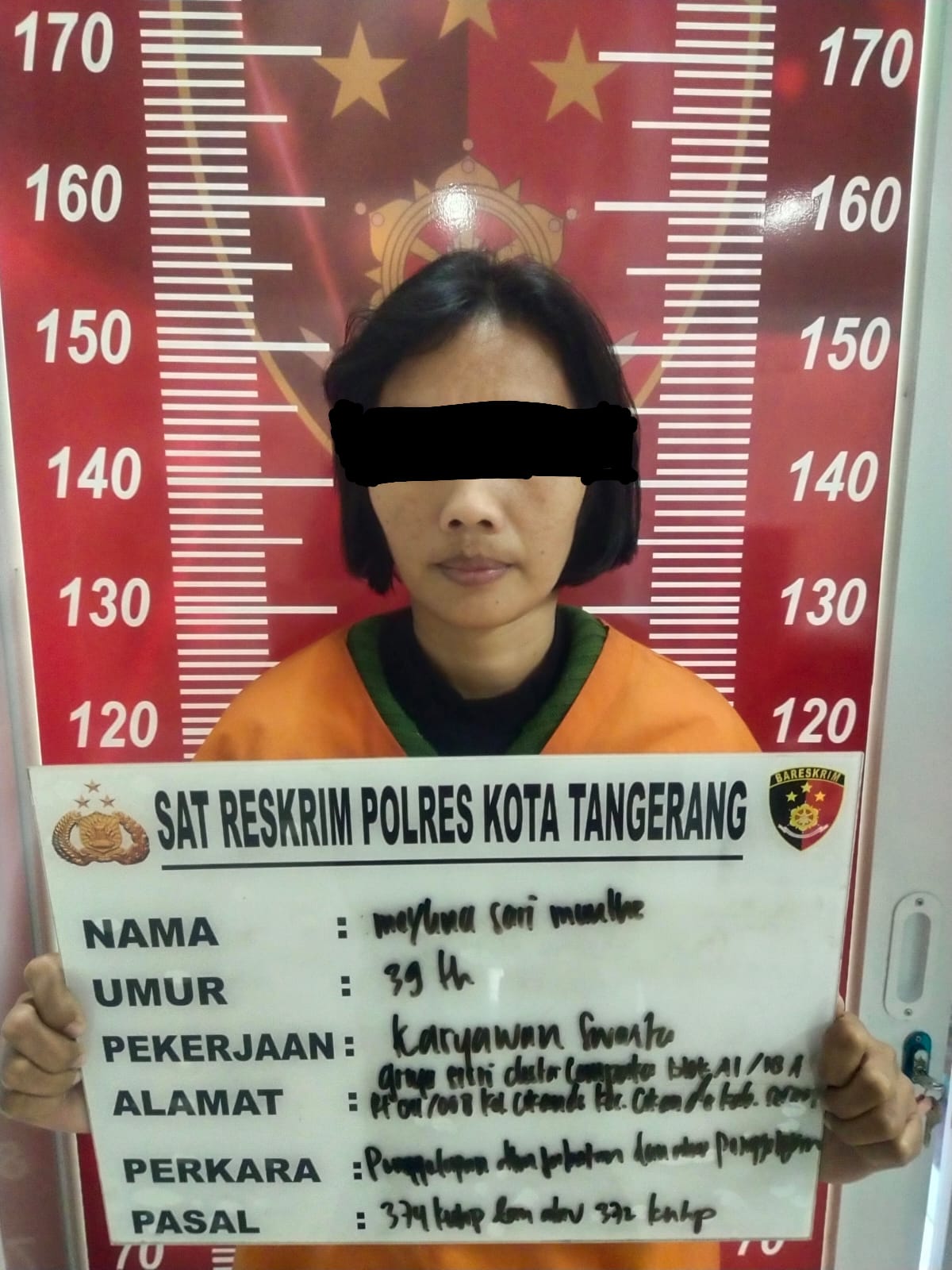 Gelapkan Uang Perusahaan, Perempuan Usia 39 Tahun ini Diciduk Satreskrim Polresta Tangerang