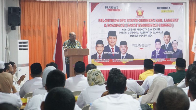 Plt Bupati Langkat Hadiri Pengukukuhan DPC GERINDRA Langkat