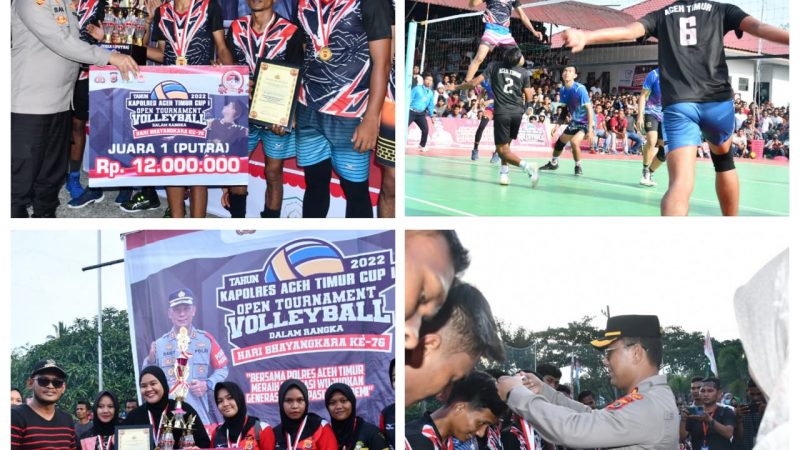 Tim Voli PORA Aceh Timur Keluar Sebagai Pemenang Open Turnamen Bola Voli Piala Kapolres Aceh Timur