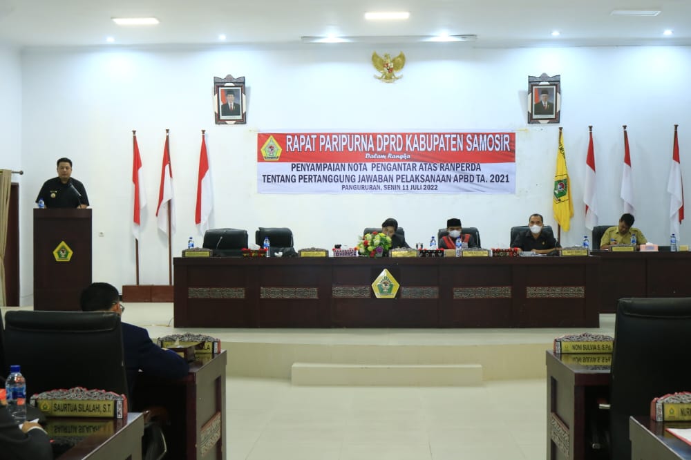 DPRD Samosir Paripurna Nota Pengantar Ranperda Pelaksanaan APBD 2021