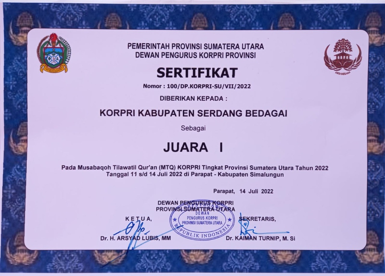 KORPRI Sergai Raih Juara 1 MTQ Tingkat Provinsi Sumut