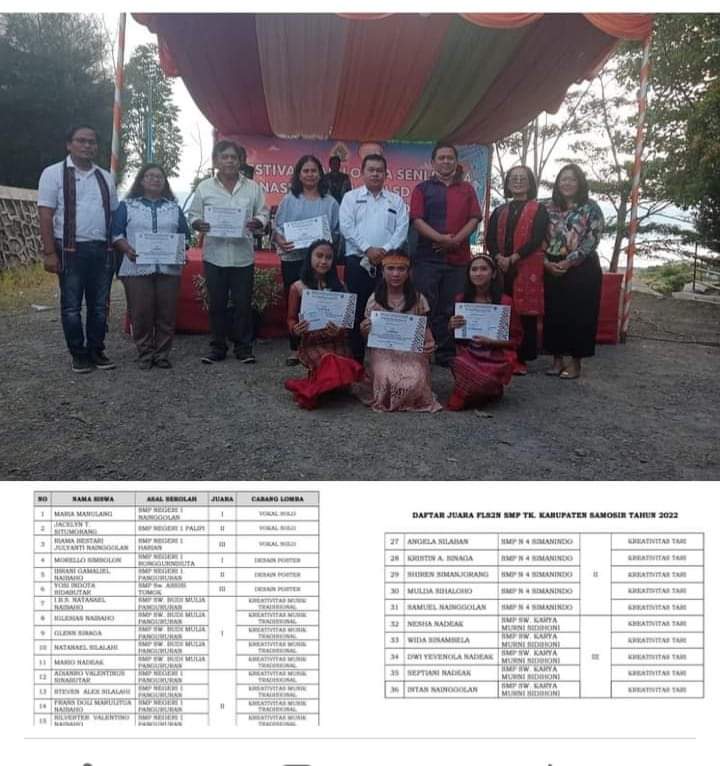 Pemkab Samosir Melaksanakan FLS2N 2022. SMP 1 Ronggur Nihuta Juara I Desain Poster