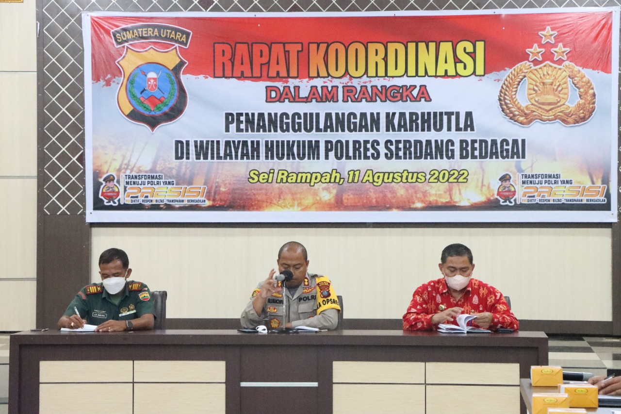Kapolres Sergai Pimpin Rakor Penanganan Kebakaran Hutan dan Lahan