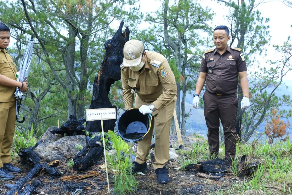 Bupati Samosir Canangkan Penanaman Pohon Lahan Bekas Terbakar Hutan Lindung