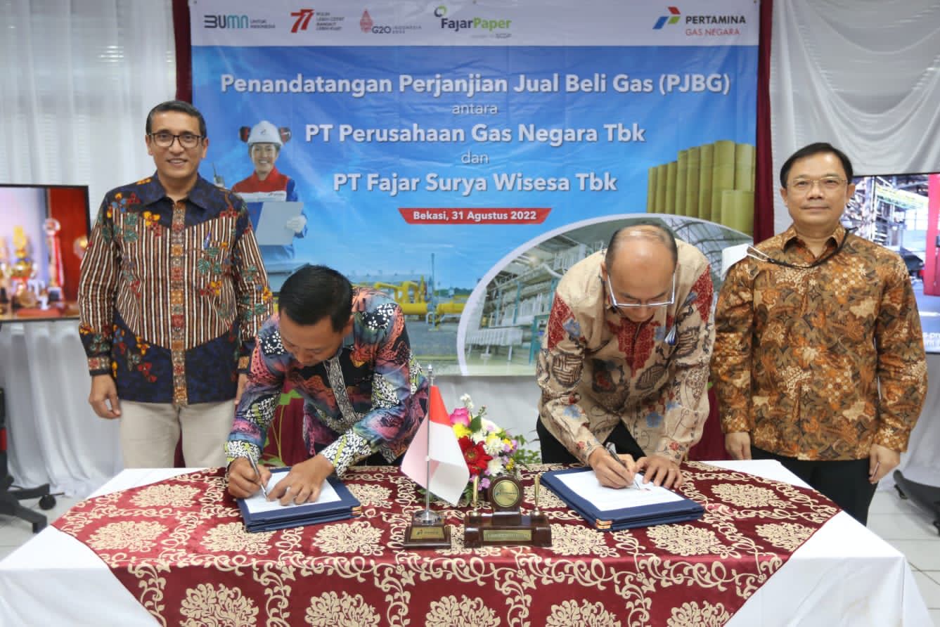 PGN Suplai Gas Bumi 17.5 BBTUD ke FajarPaper