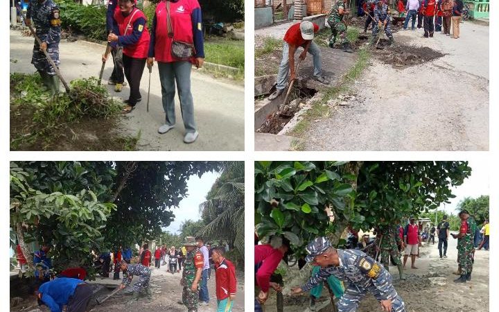 Babinpotmar Lanal Tanjung Balai Asahan Gotong Royong Bersama Warga