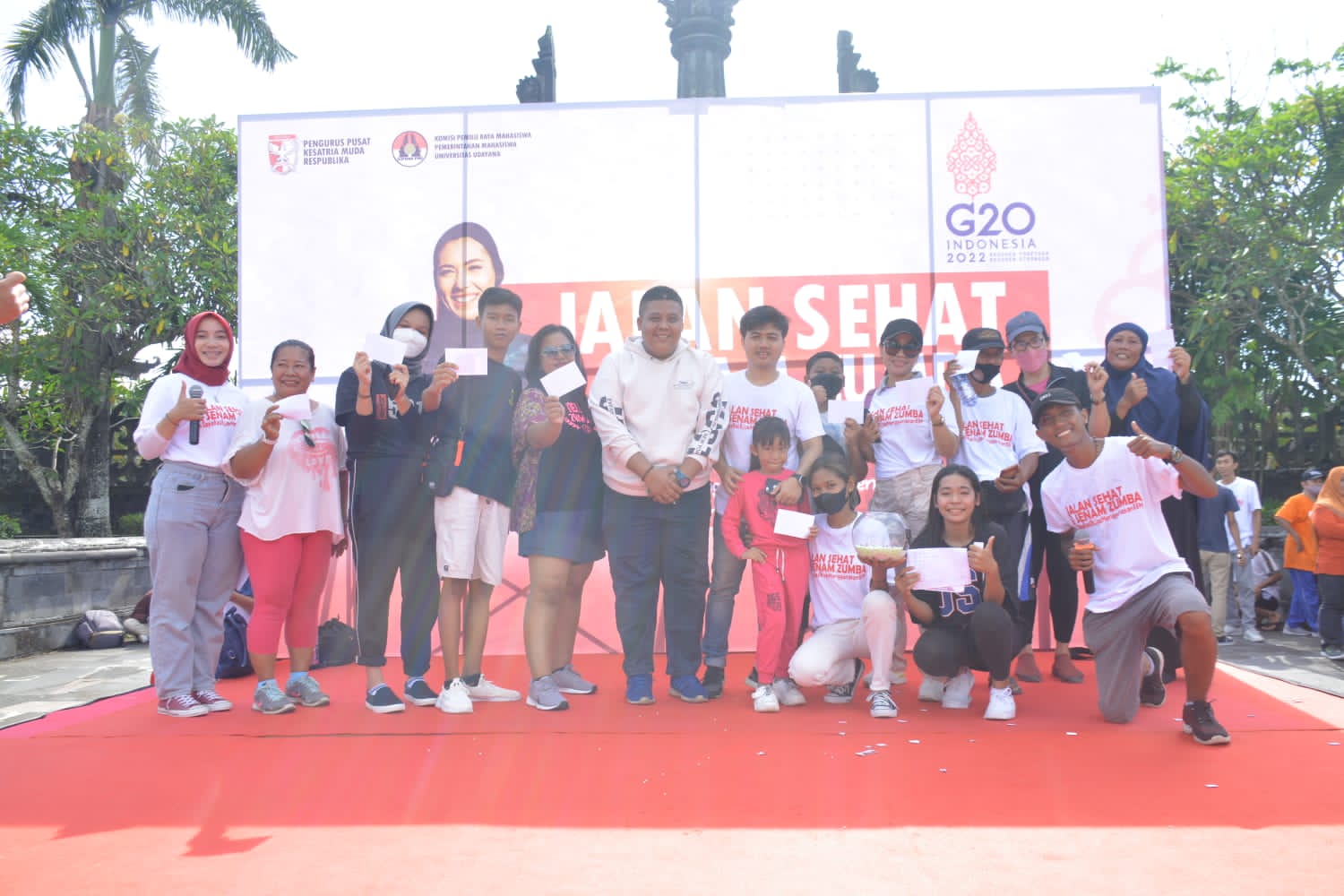 Dukung KTT G20, Komunitas Mahasiswa Bali dan Pemuda Adakan Giat Jalan Santai serta Senam Zumba. Sapa Bali, Bijak Menggunakan BBM