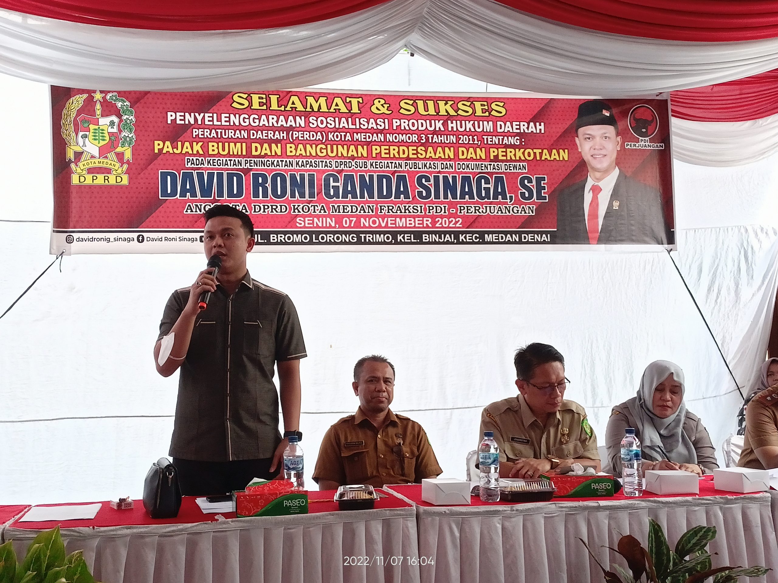Saat Sosperda, David Roni G Sinaga Himbau Masyarakat Kelurahan Binjai Bayar Pajak Tepat Waktu