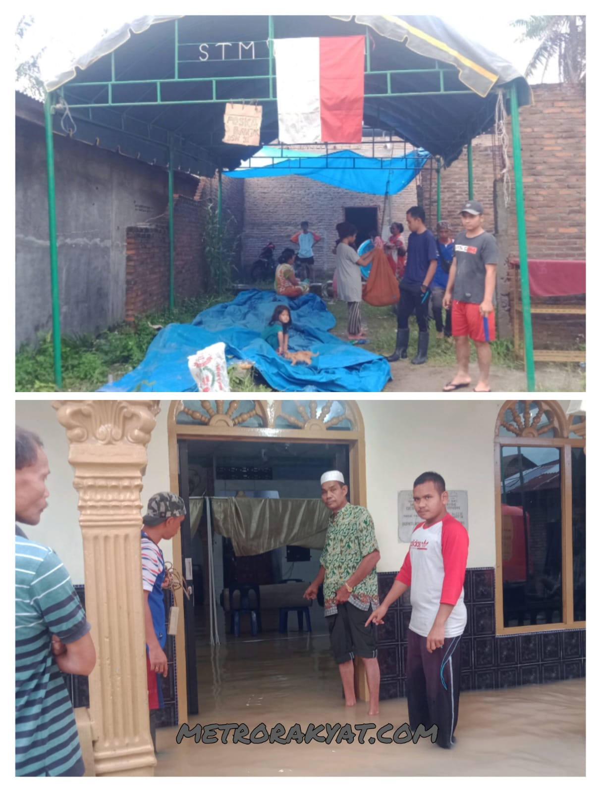 Banjir Tak Juga Surut, Warga Dusun X Desa Pekan Tanjung Beringin Dirikan Posko