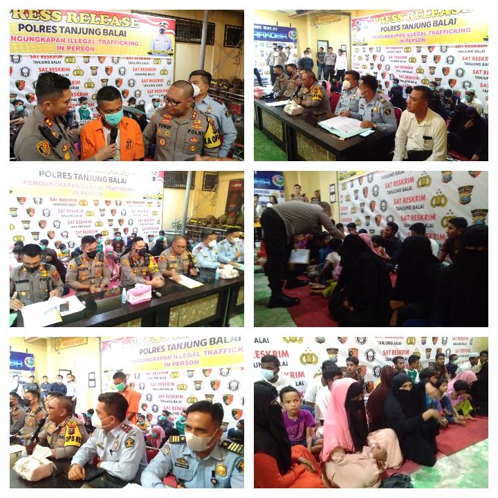 Kapolres Tanjung Balai dan Kapolres Asahan Gelar Press Release Ungkapan Illegal Trafficking In Person.