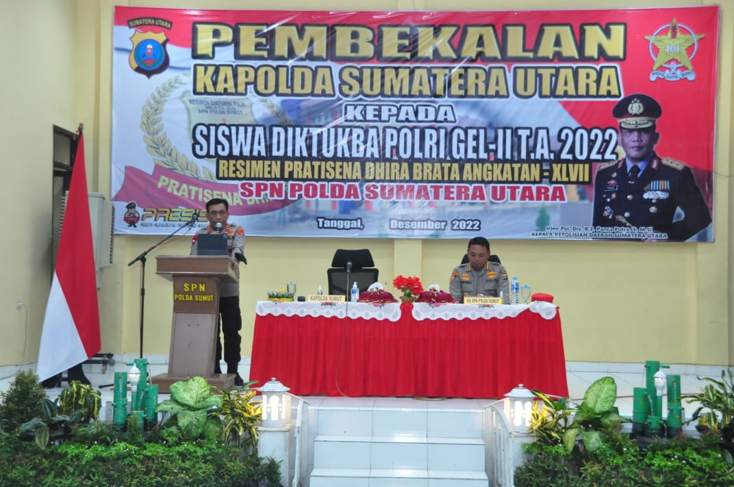 Beri Pembekalan Kepada Siswa Diktukba Polri Gel-II T.A. 2022, Kapolda Sumut : Jaga Nama Baik Institusi Polri