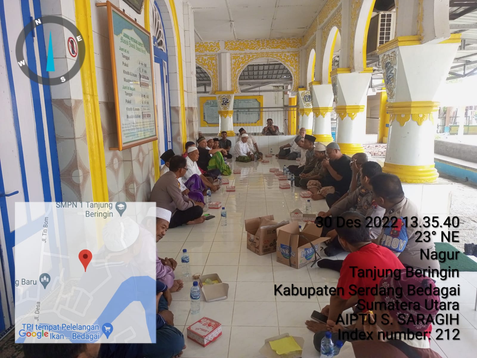 Terus Giat Jumat Curhat, Polsek Tanjung Beringin Sambangi Masjid Jami’ Isma’iliyah