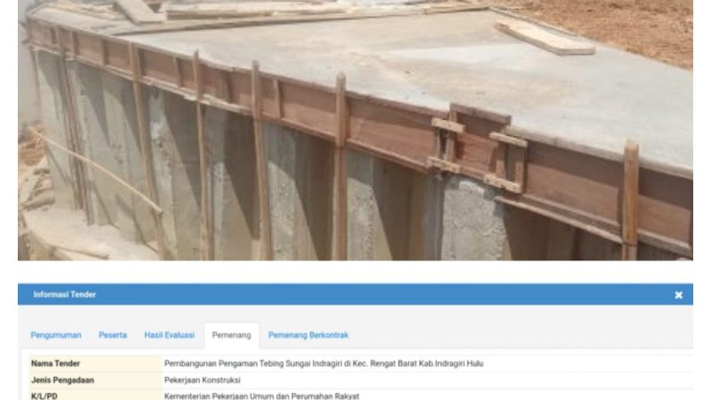 Proyek Turap APBN Tahun 2022 Rp. 3,8 Miliyara Di Desa Danau Baru Inhu,  Berani Tak Pasang Plang Proyek Dan Mangkrak
