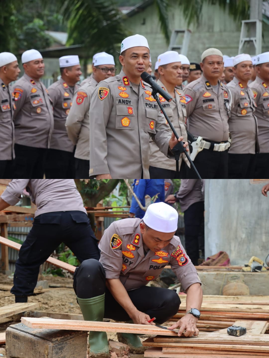 Kerahkan Anggota, Kapolres Aceh Timur Bangun Asrama Santriwati
