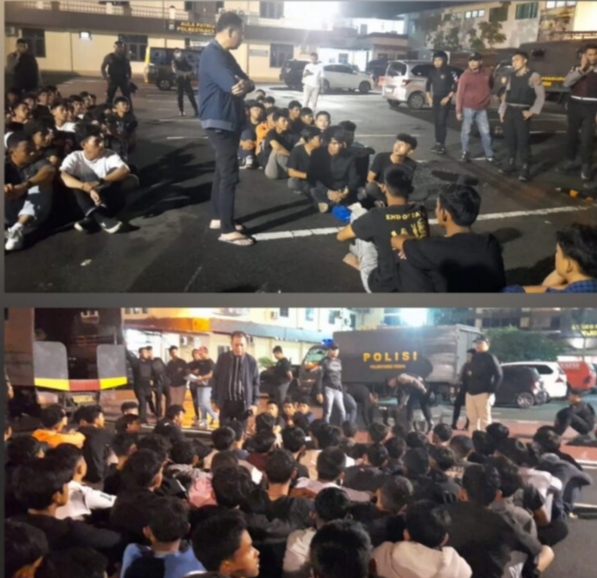 Polrestabes Medan Amankan Puluhan Remaja dan Sepeda Motor dari Jalan Karya Ujung